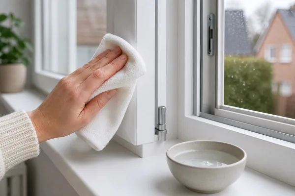 Entretien doux d’un châssis en PVC blanc à l’eau et au savon neutre