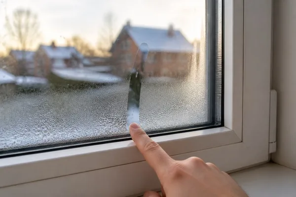 Condensation sur la face intérieure d’un vitrage par temps froid