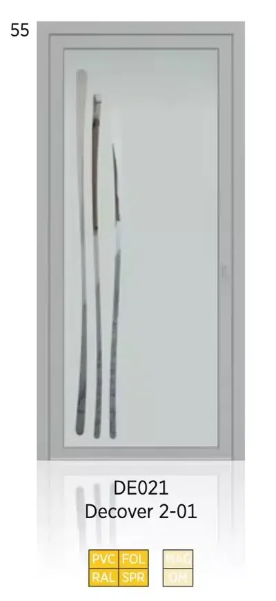 Panneau de porte d’entrée modèle Decover 2-01, disponible en PVC et aluminium — Pulsar Windows