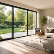 Intérieur lumineux grâce à un grand coulissant aluminium